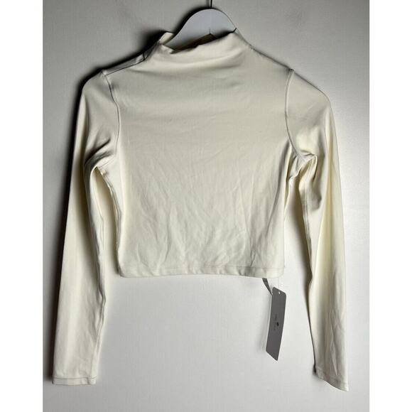CRZ Yoga Women's Long Sleeve Crop Mock neck Workout Cream Top Size Small 4/6 NEW - Picture 1 of 6
